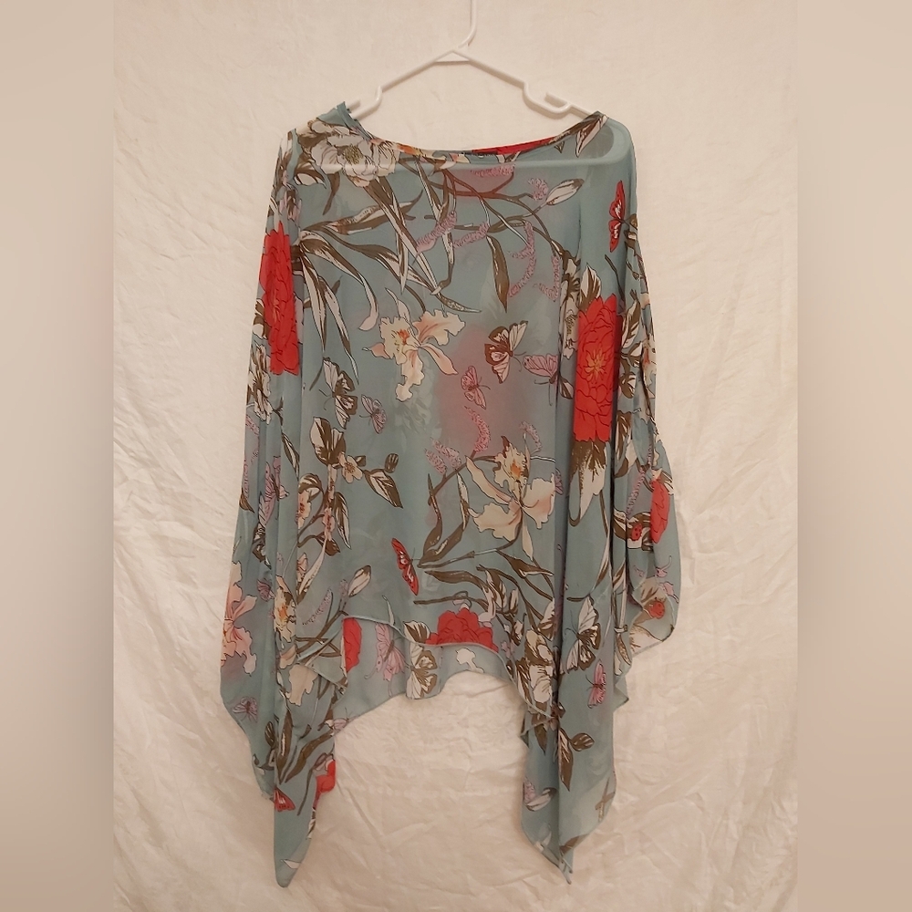 Belle Dame Red and Blue Poncho